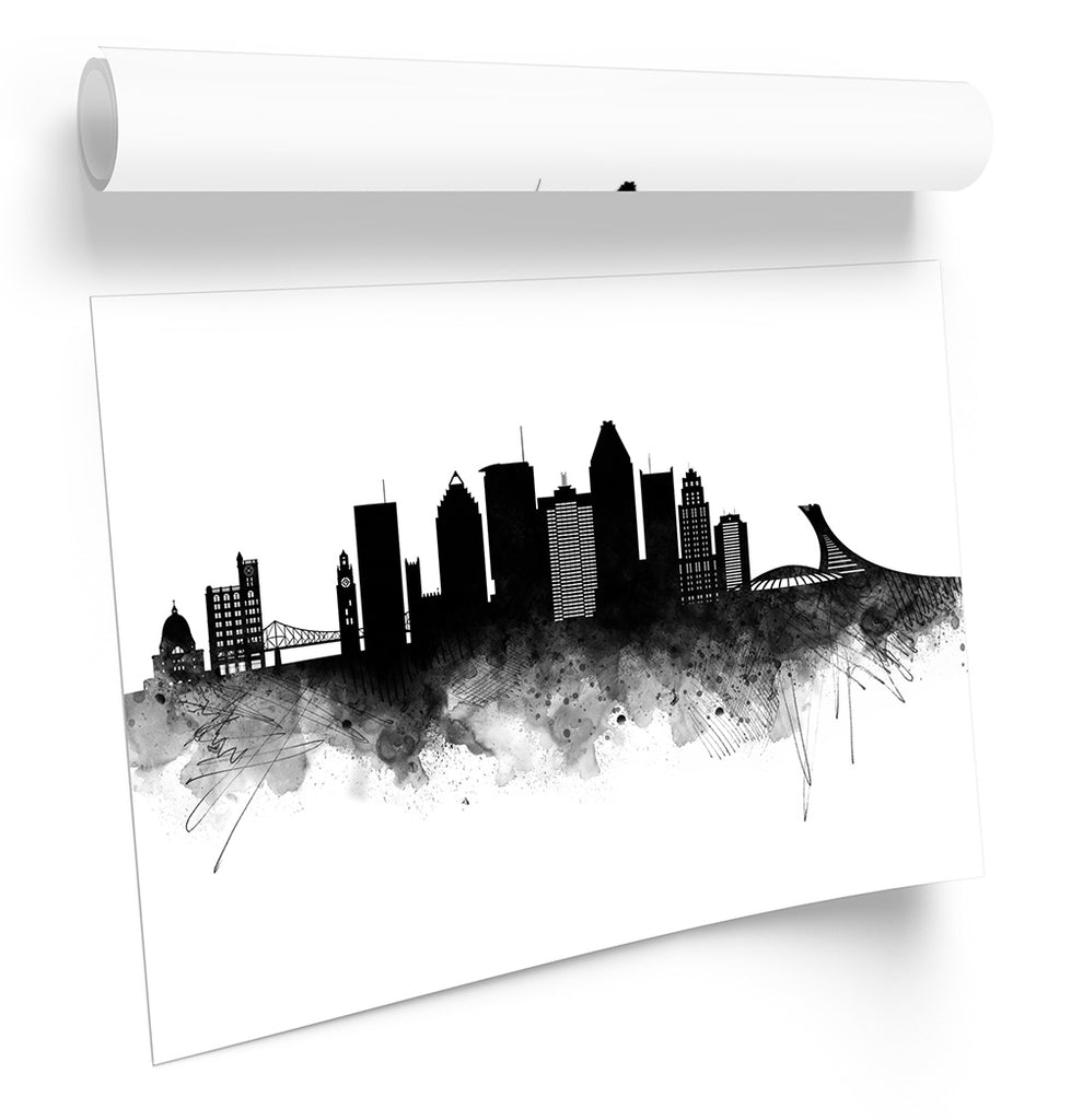 Montreal Abstract City Skyline Black Framed