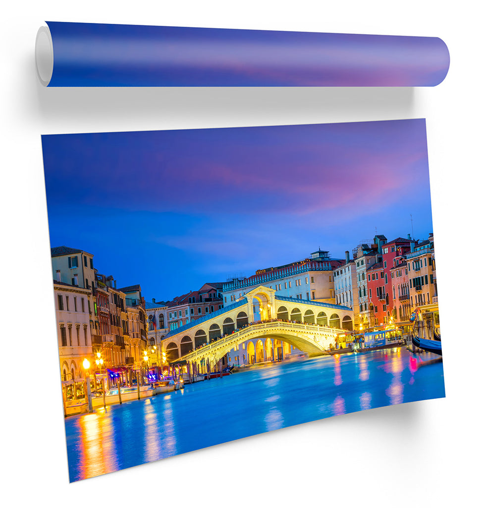 Rialto Bridge Venice Italy Blue Framed