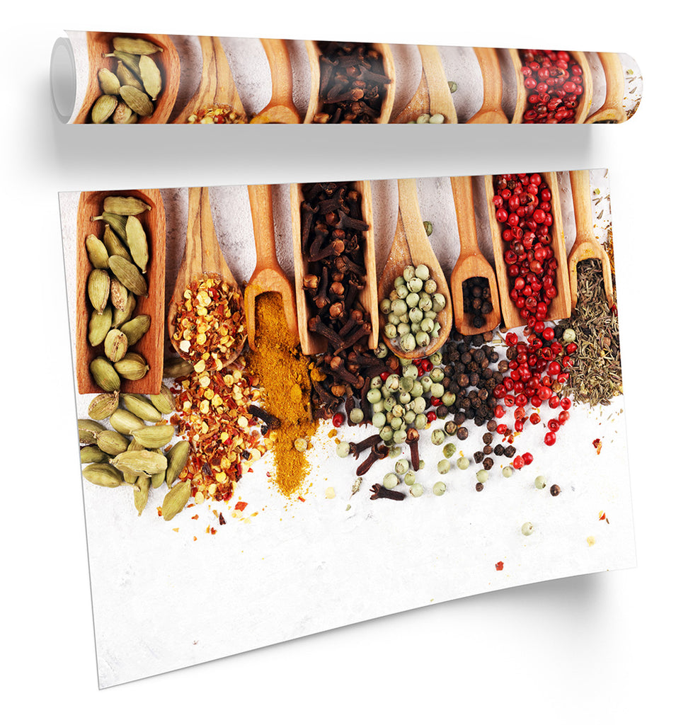 Spices Herbs Salts Kitchen Multi-Coloured Framed