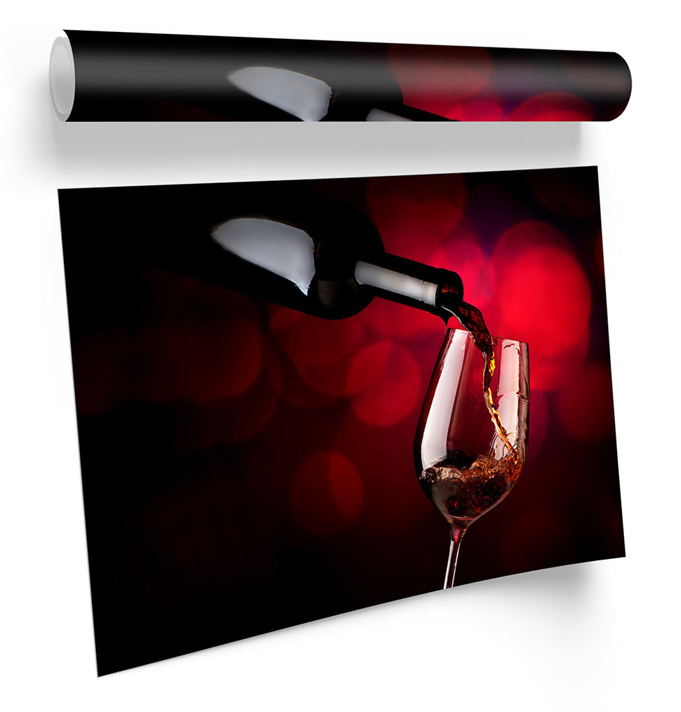 Wine Pour Kitchen Glass Red Framed